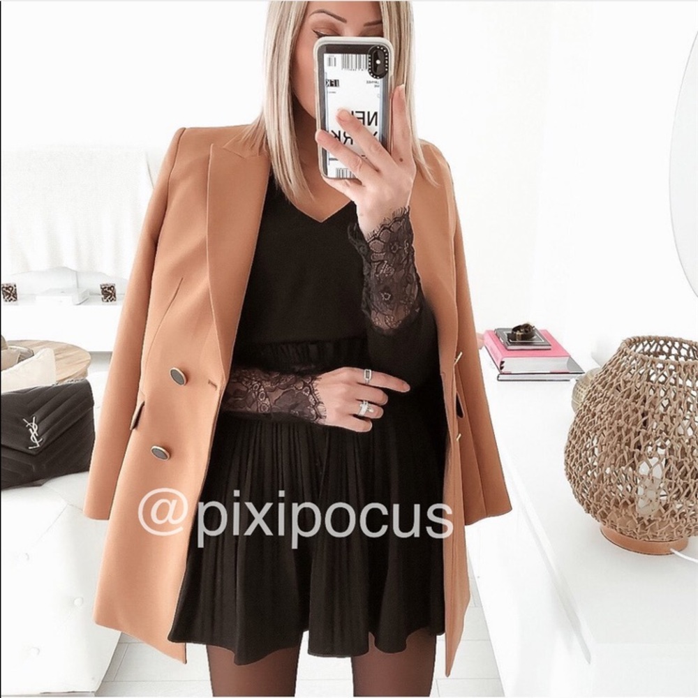 NWT Zara Double Breasted Frock Blazer Coat Camel - Picture 8 of 16